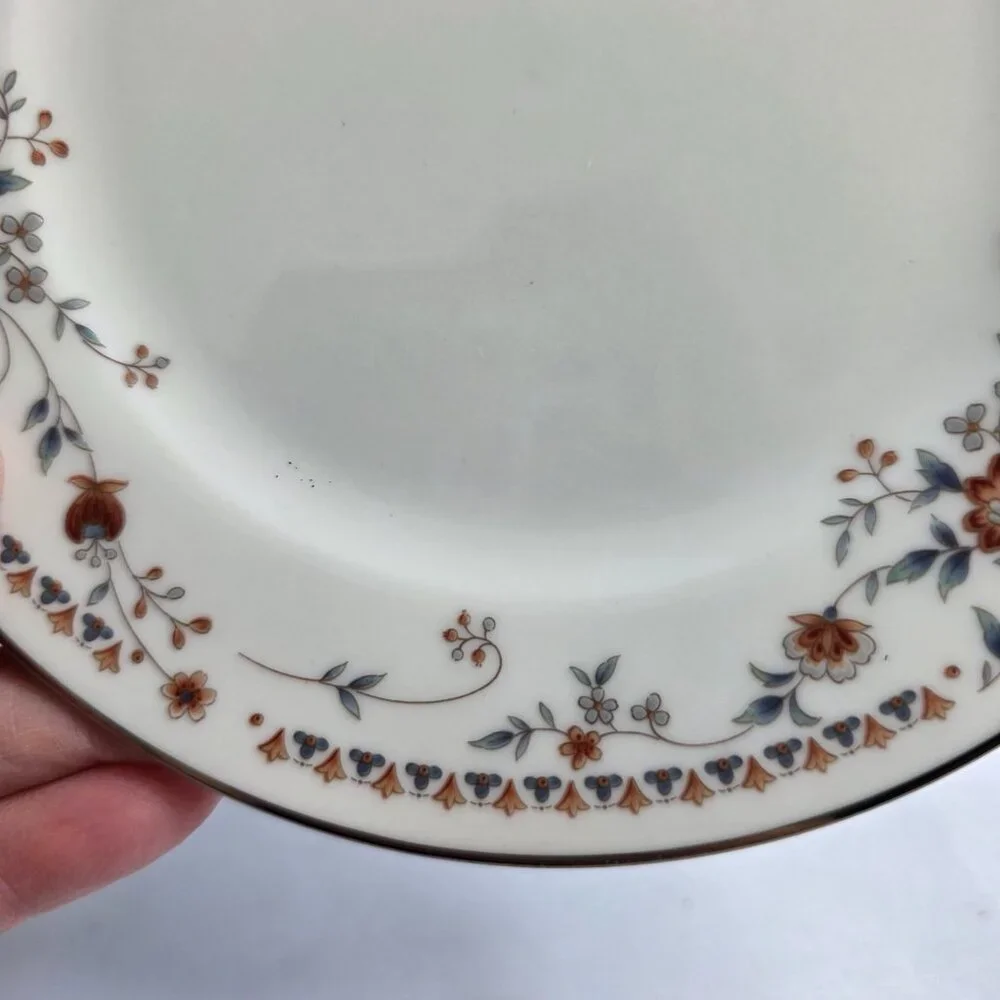 THREE Noritake Adagio Salad Plates Ivory with Floral Spray on Rim